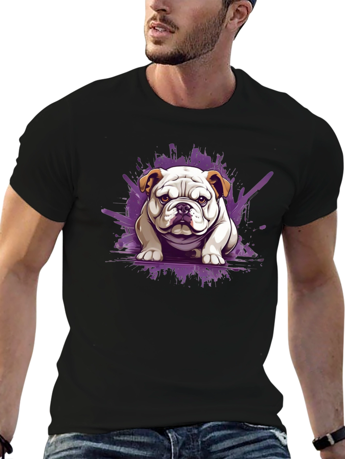 Bulldog Graphic Tee - Stylish Mens Black T-Shirt