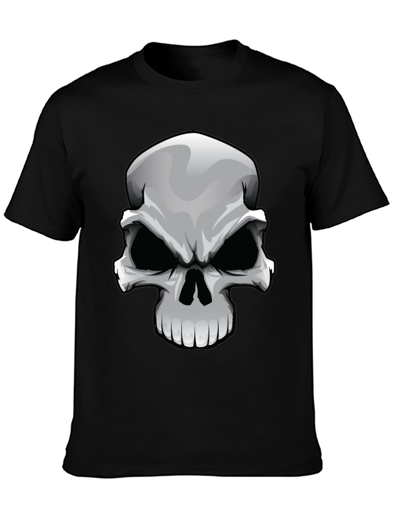 Skull Graphic Print T-Shirt - Black