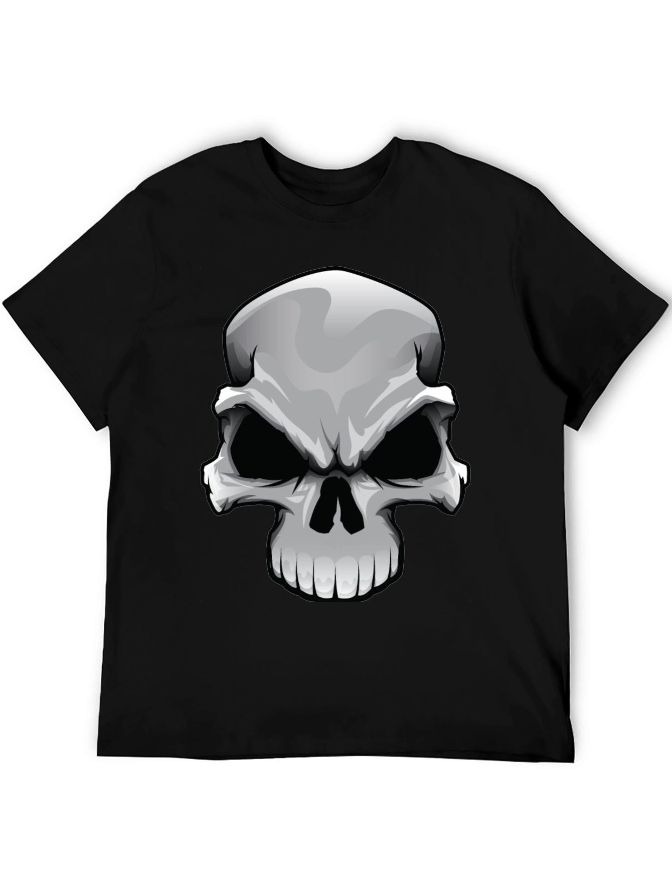 Skull Graphic Print T-Shirt - Black