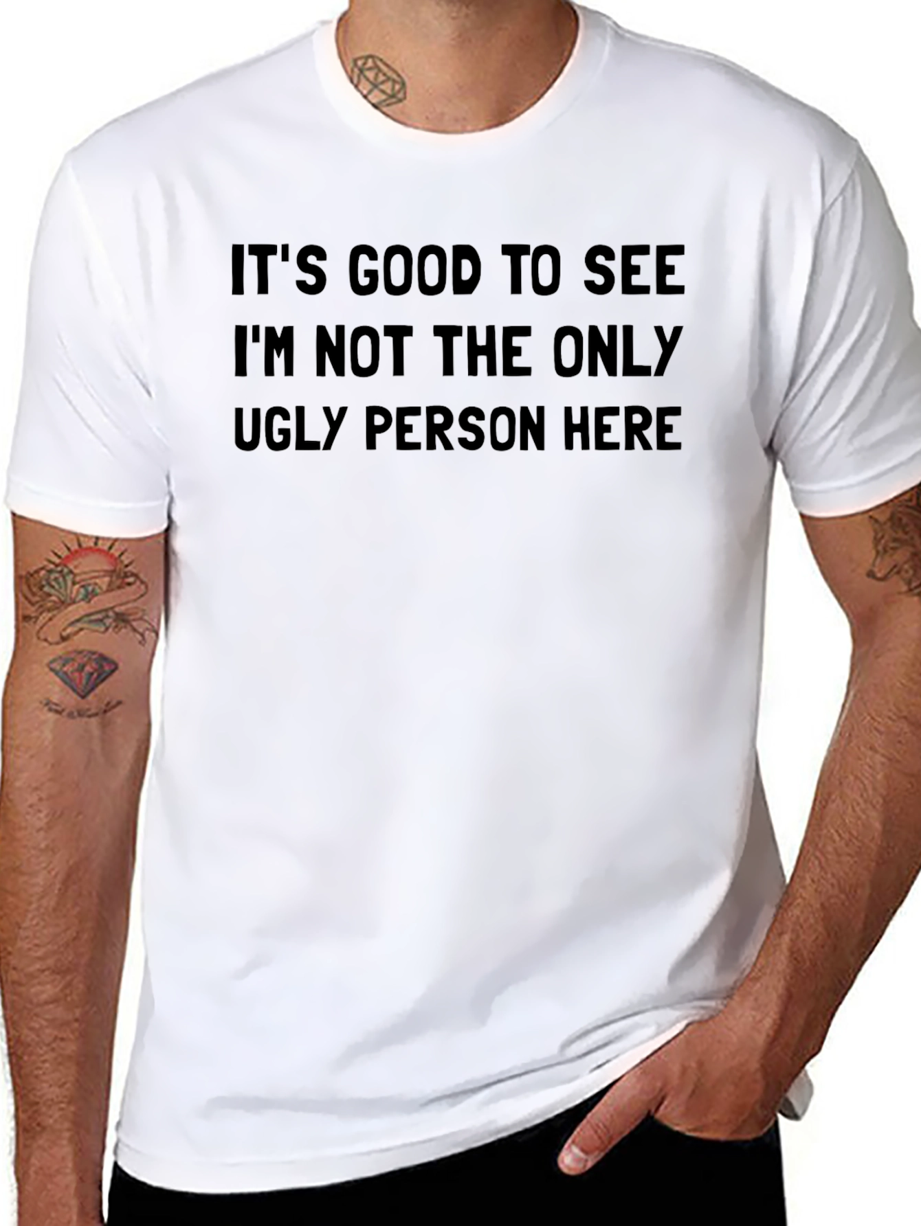 Funny Ugly Person Graphic T-Shirt - Black