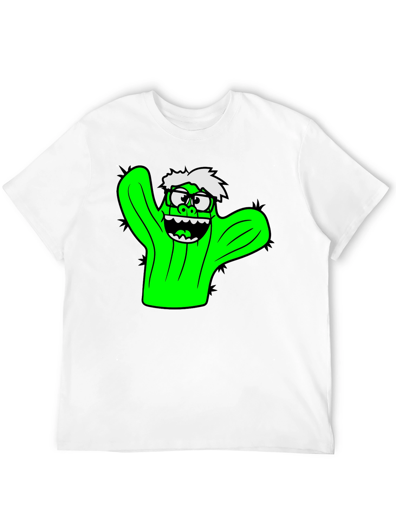 Cactus Character Graphic Black T-Shirt