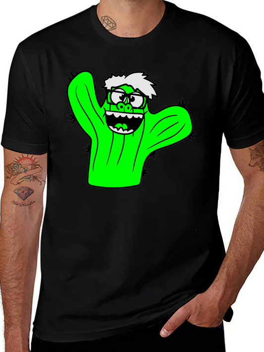 Cactus Character Graphic Black T-Shirt