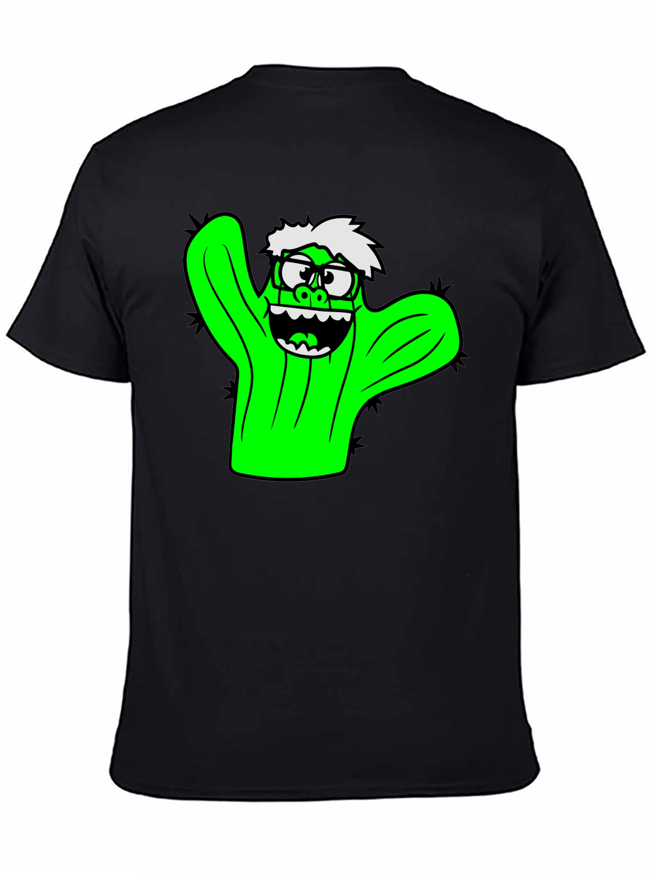 Cactus Character Graphic Black T-Shirt