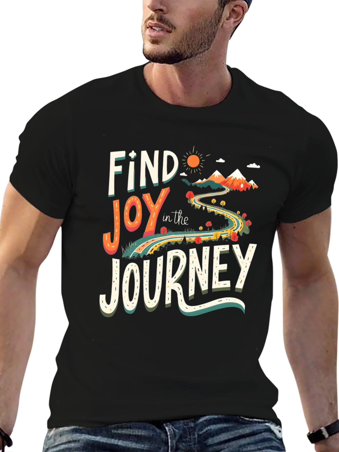 Find Joy in the Journey Black Graphic T-Shirt