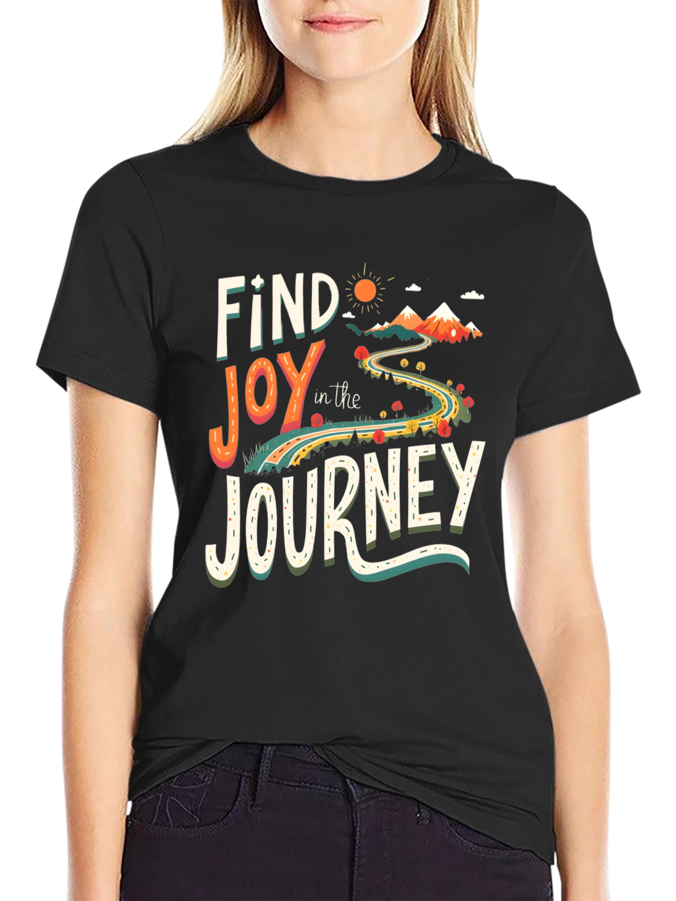 Find Joy in the Journey Black Graphic T-Shirt
