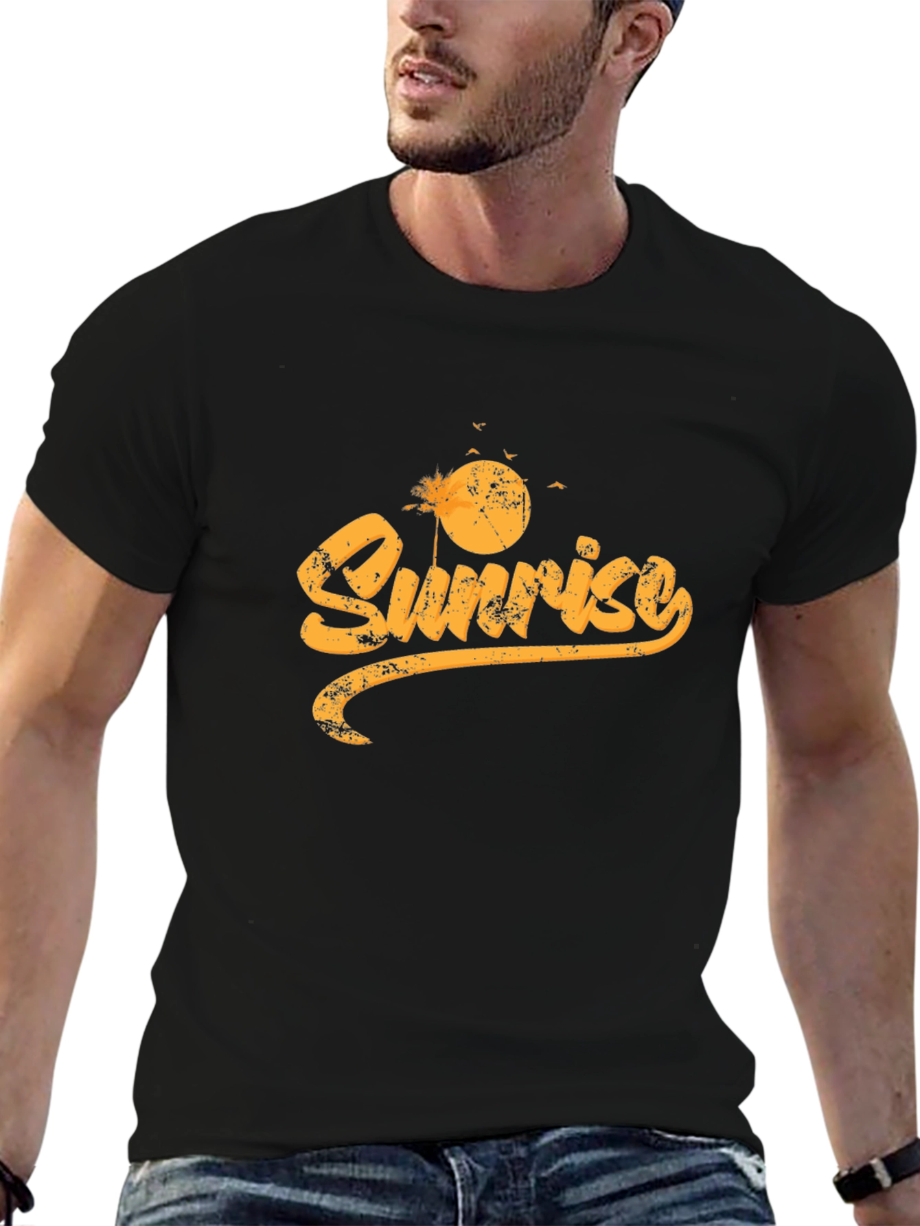 Sunrise Graphic Tee - Black Cotton Blend