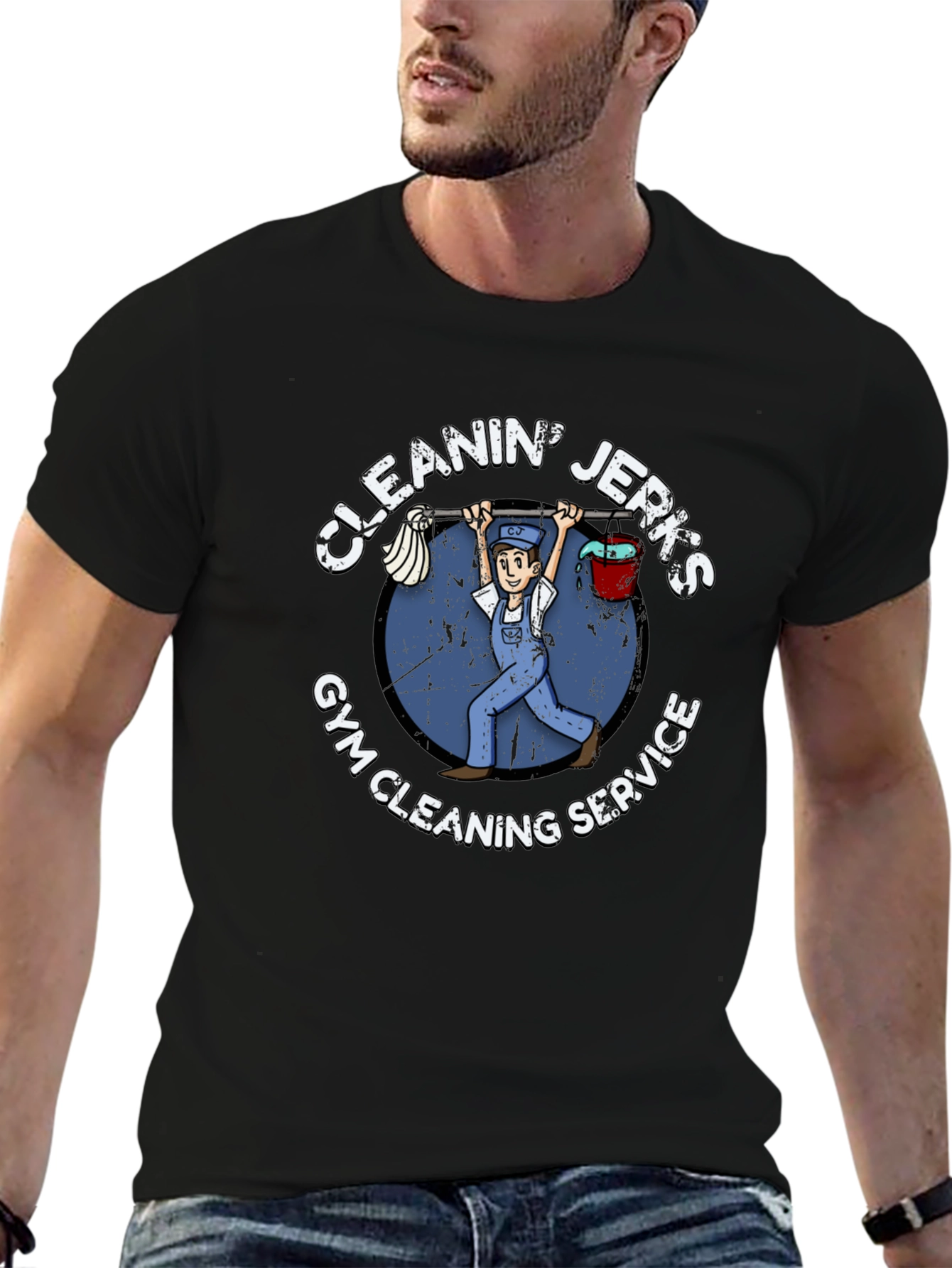 Cleanin Jerks Gym Cleaning Service Black T-Shirt