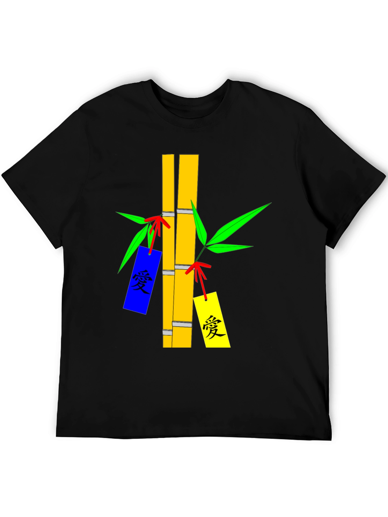 Bamboo Design Black T-Shirt