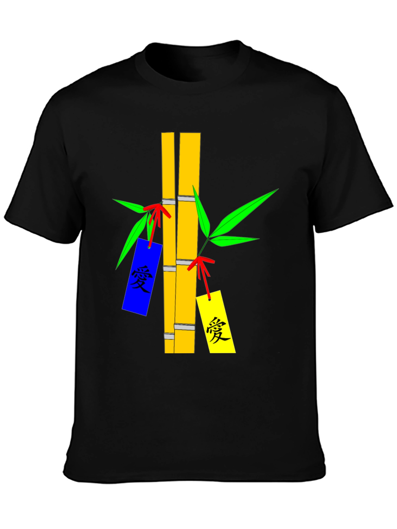 Bamboo Design Black T-Shirt