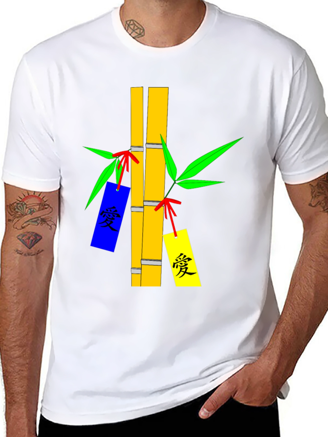 Bamboo Design Black T-Shirt