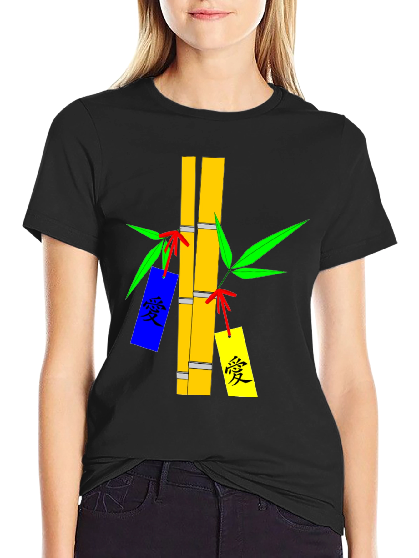 Bamboo Design Black T-Shirt