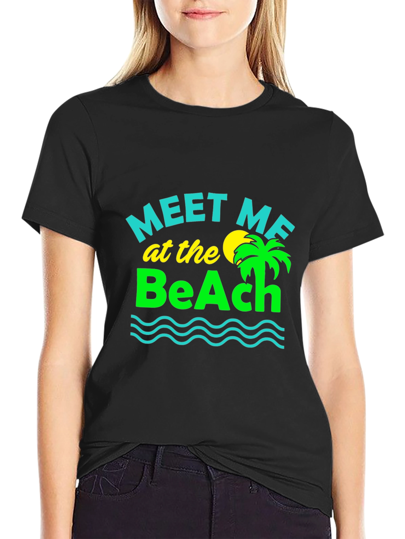 Meet Me at the Beach Graphic Tee - Black