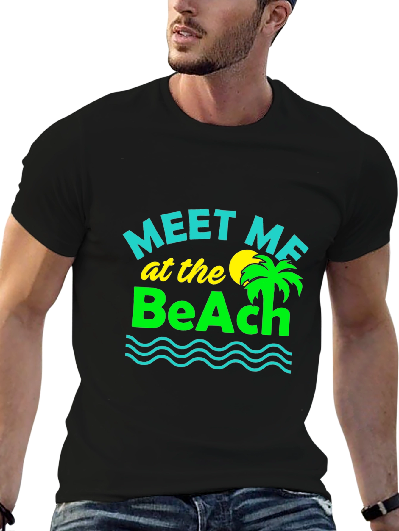 Meet Me at the Beach Graphic Tee - Black