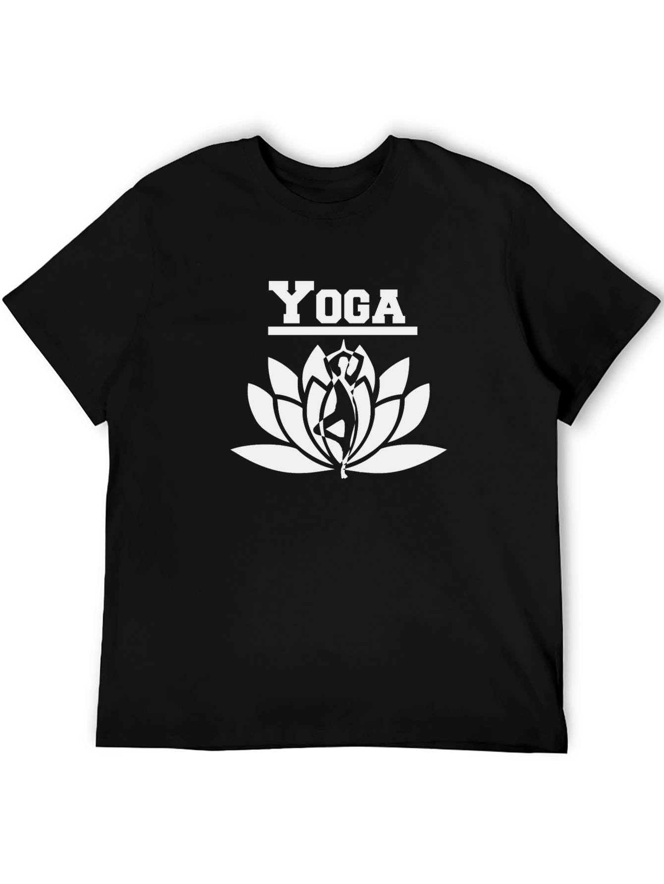 Yoga Lotus Graphic Tee - Black Cotton T-Shirt