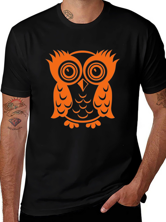 Owl Graphic Tee - Black Cotton T-Shirt