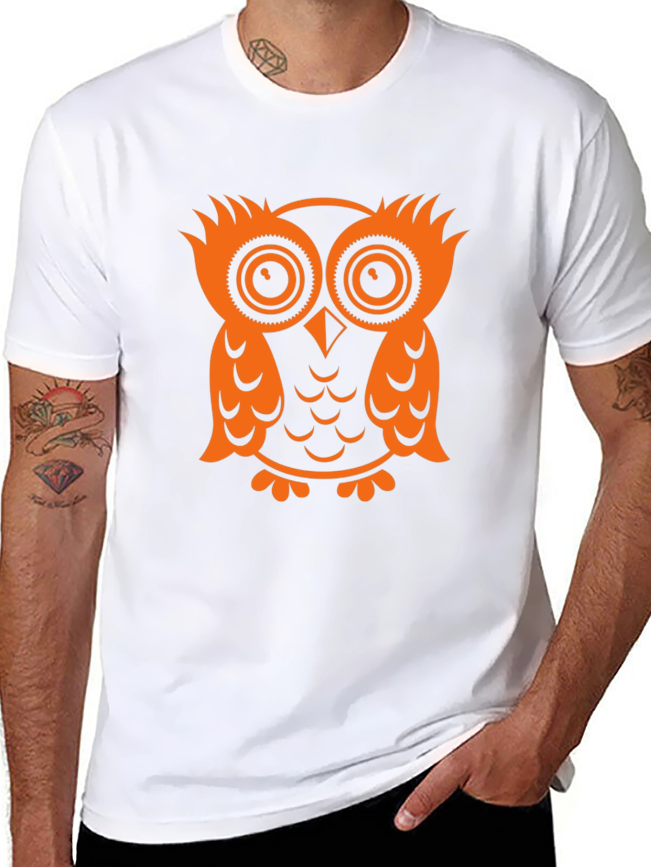 Owl Graphic Tee - Black Cotton T-Shirt