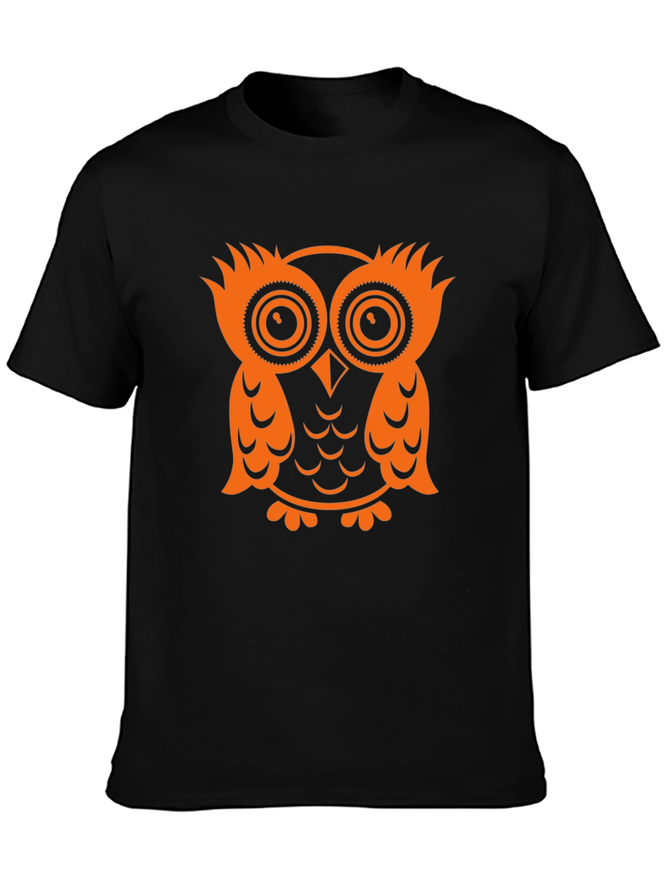 Owl Graphic Tee - Black Cotton T-Shirt