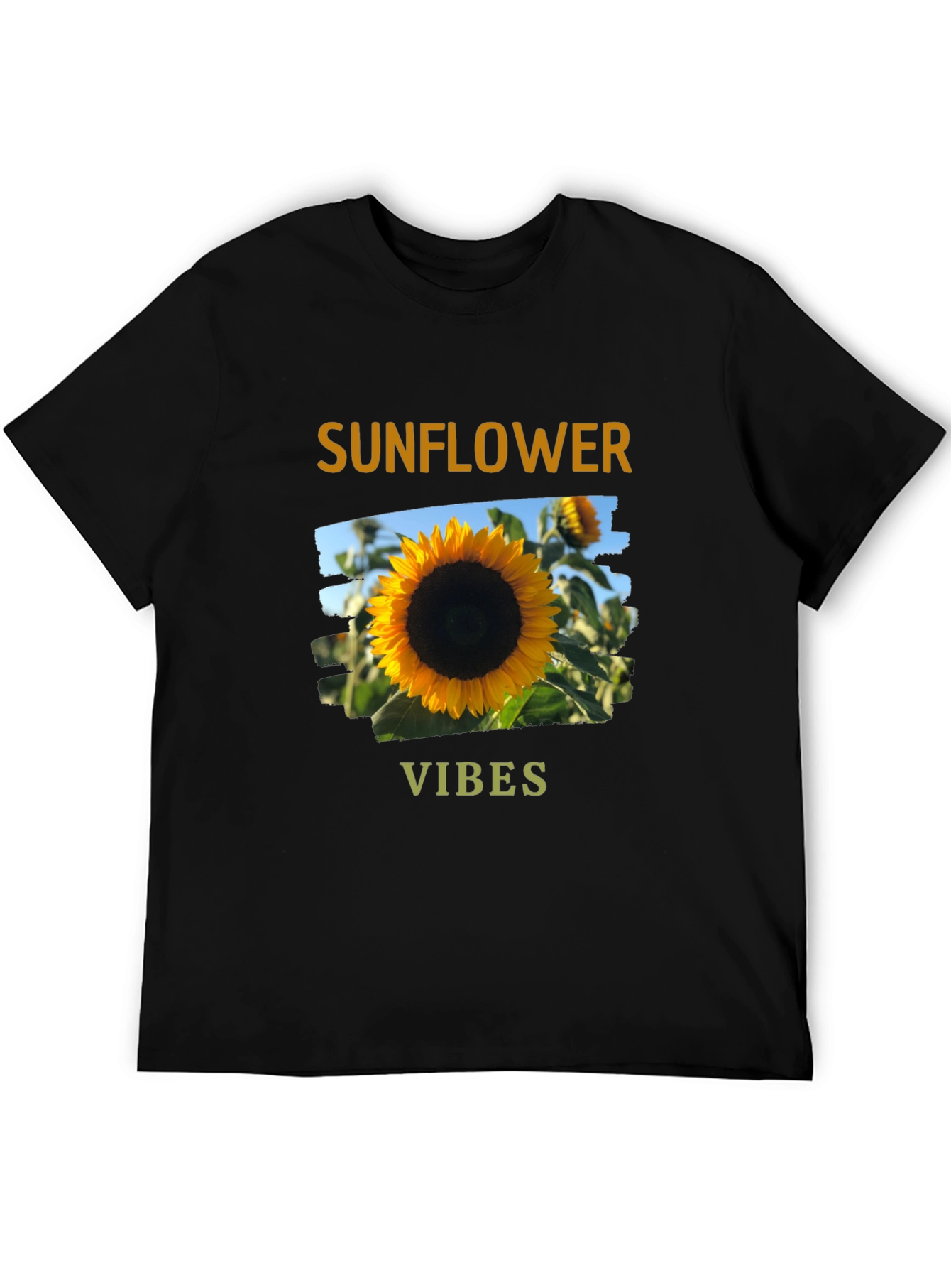 Sunflower Vibes Graphic Tee - Black Cotton Blend
