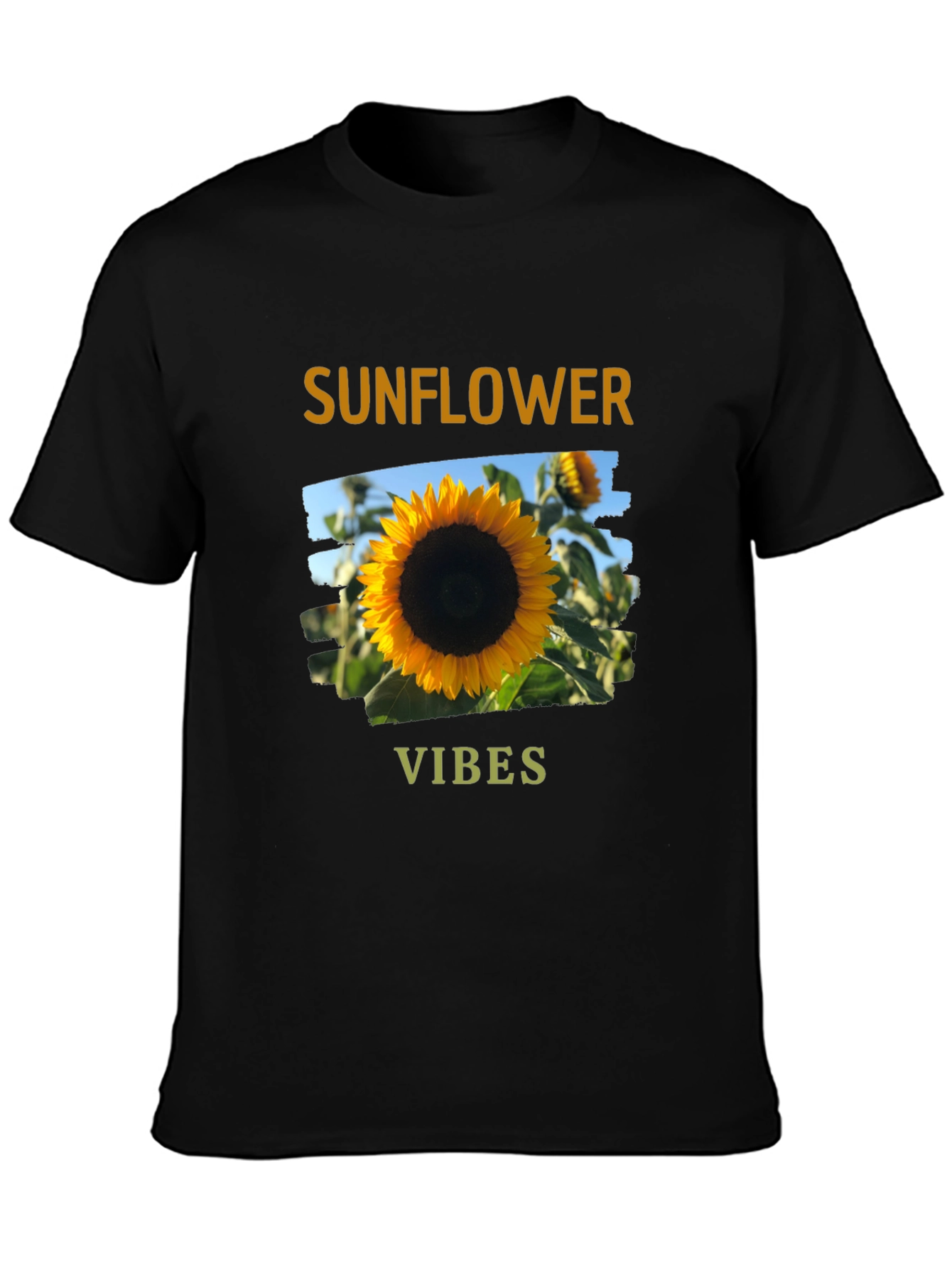 Sunflower Vibes Graphic Tee - Black Cotton Blend