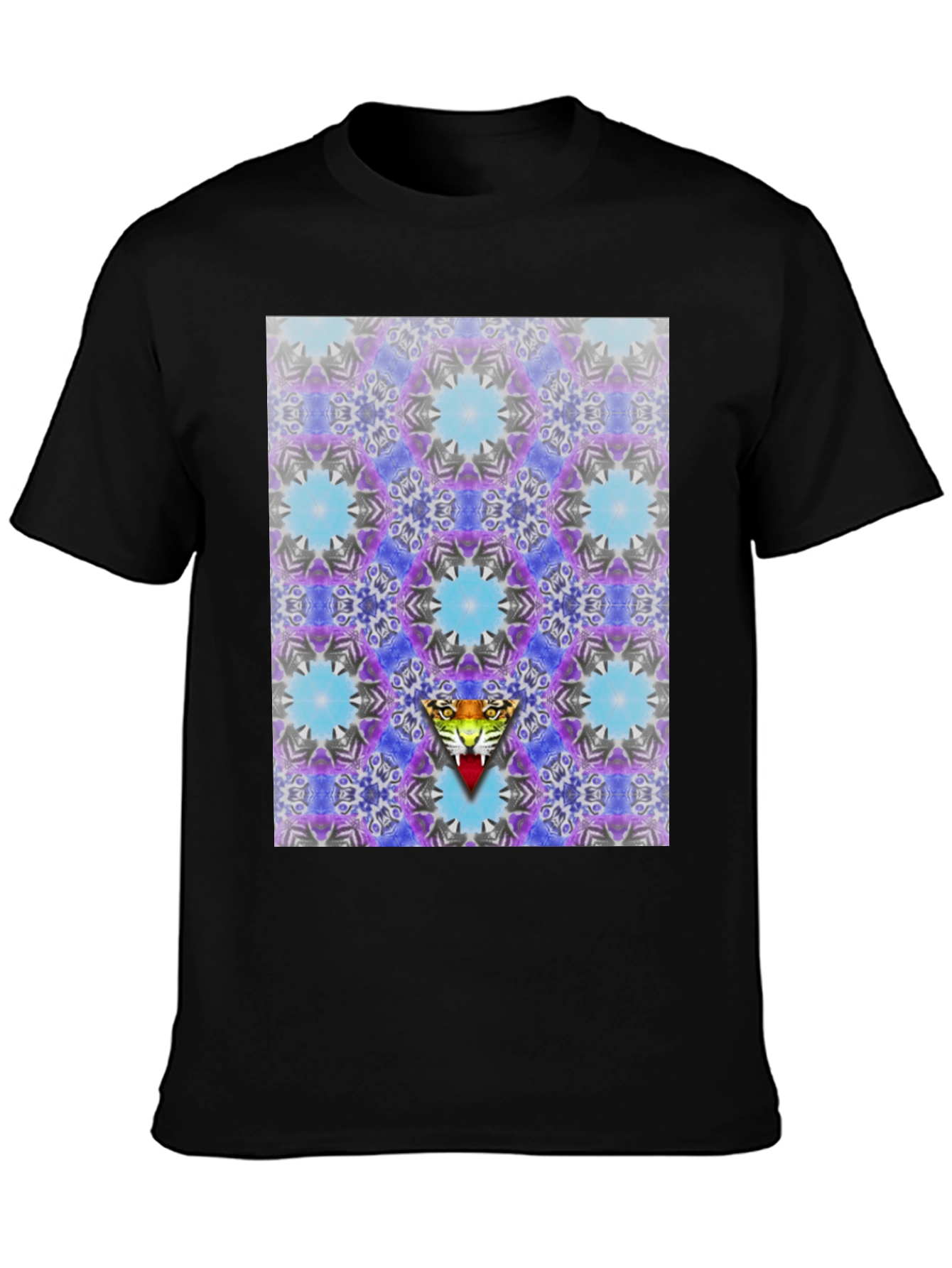 Kaleidoscope Tiger Graphic Black T-Shirt