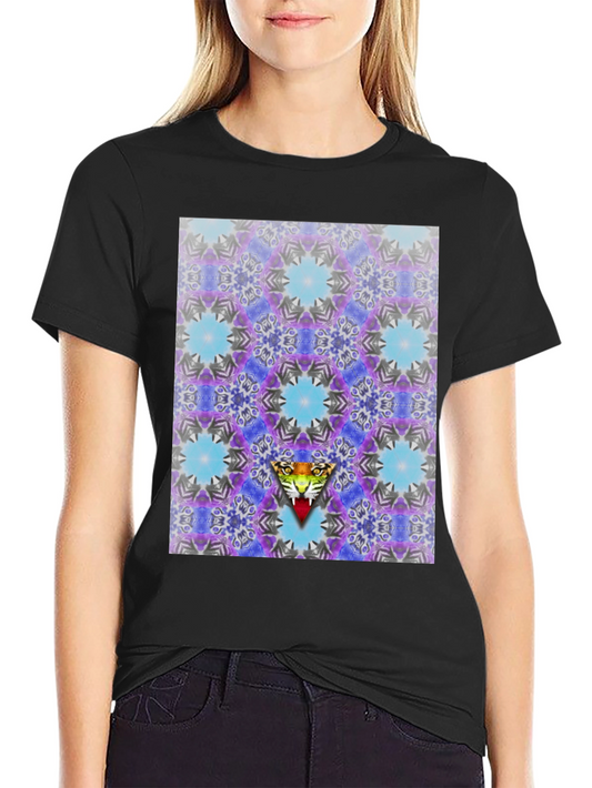 Kaleidoscope Tiger Graphic Black T-Shirt