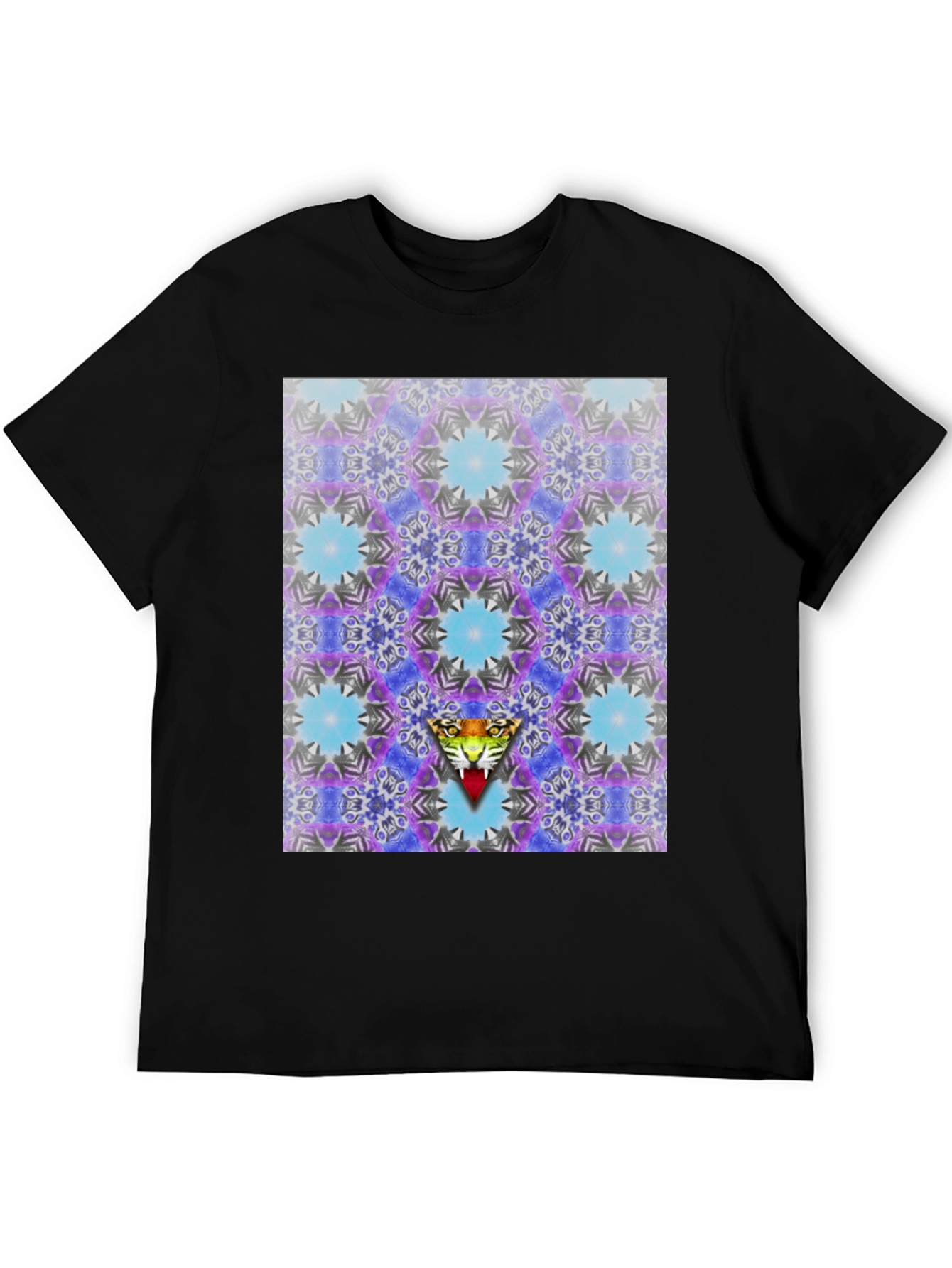 Kaleidoscope Tiger Graphic Black T-Shirt