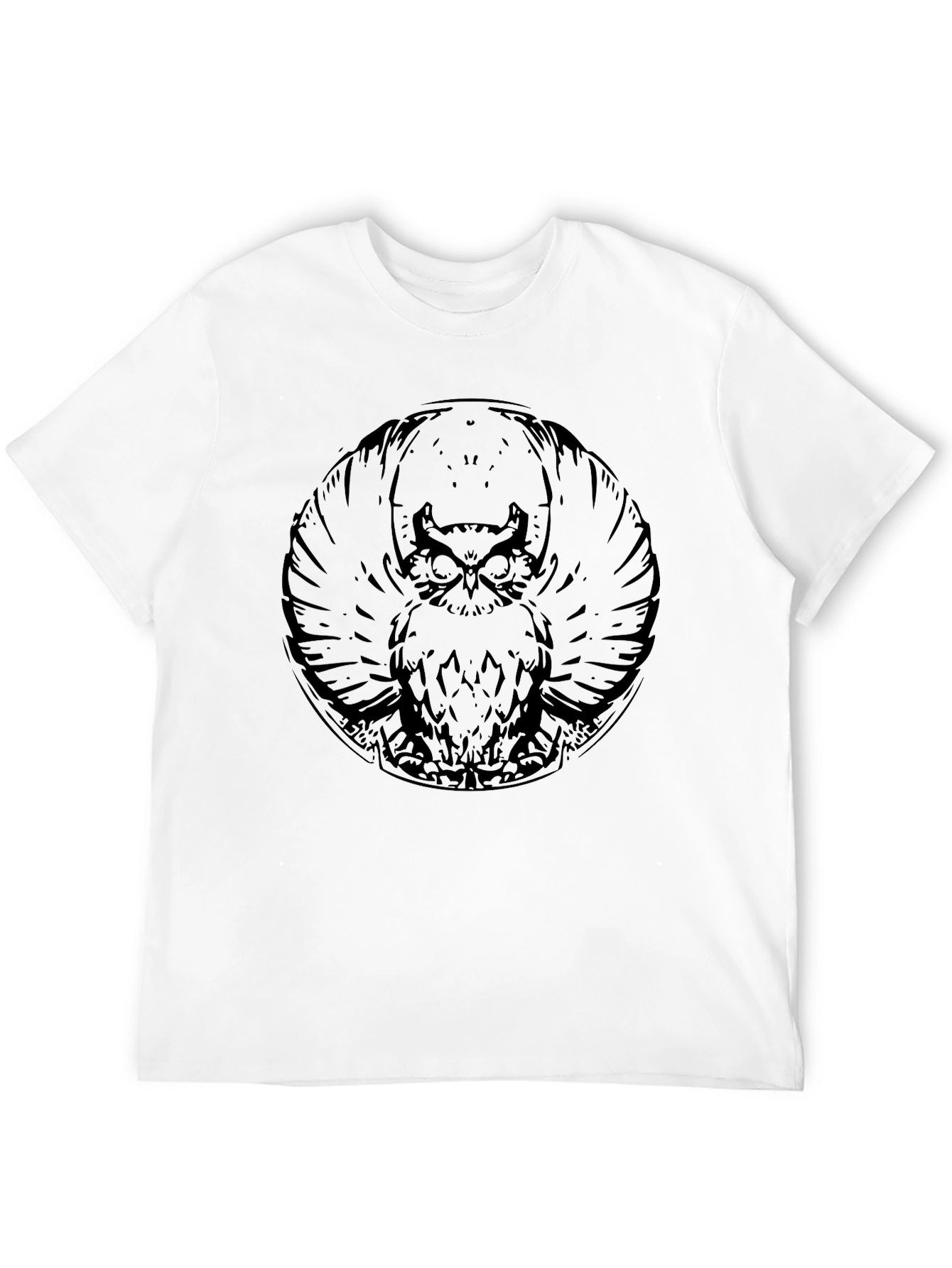 Mens Black Owl Graphic Print Tee