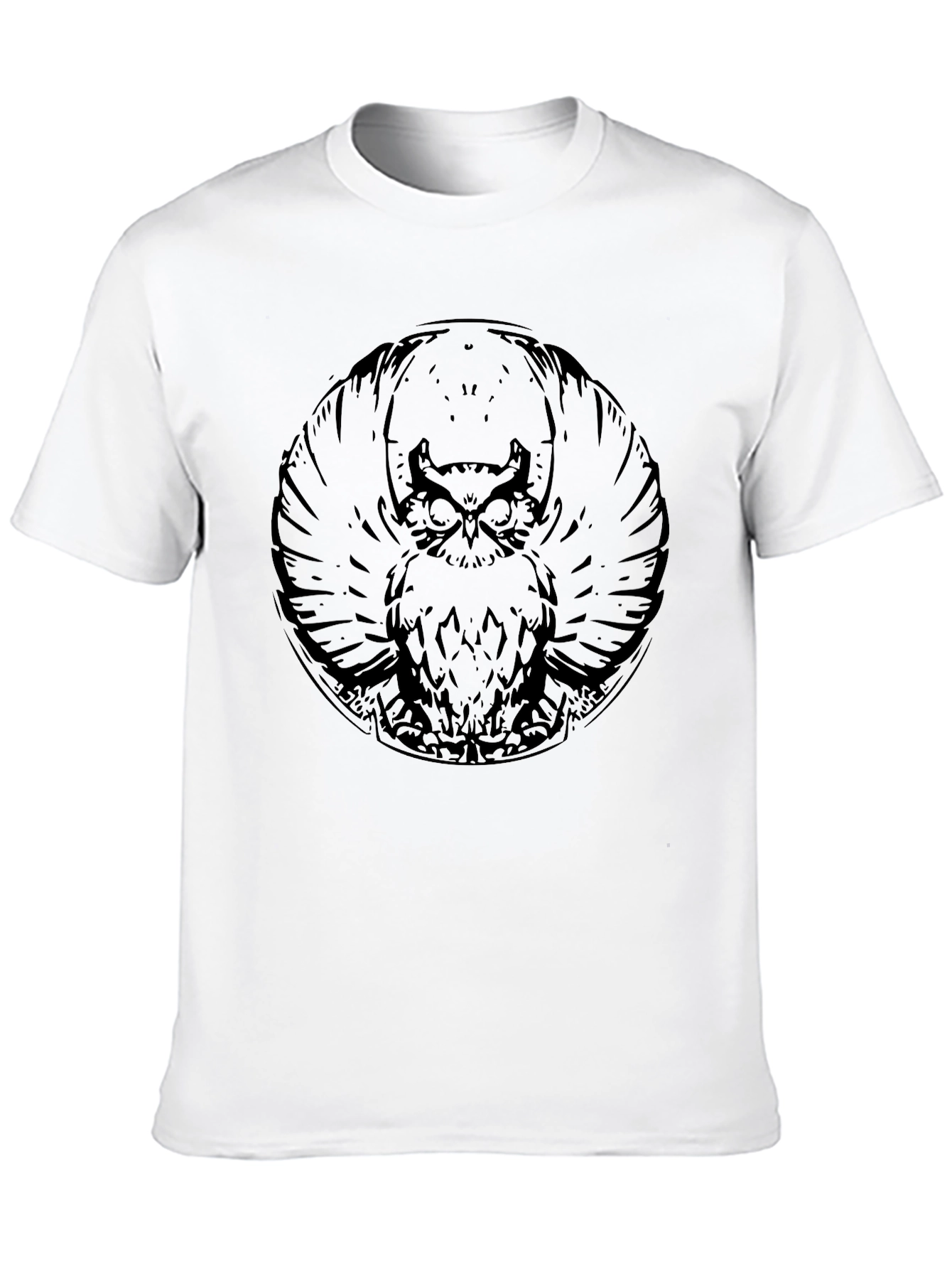 Mens Black Owl Graphic Print Tee
