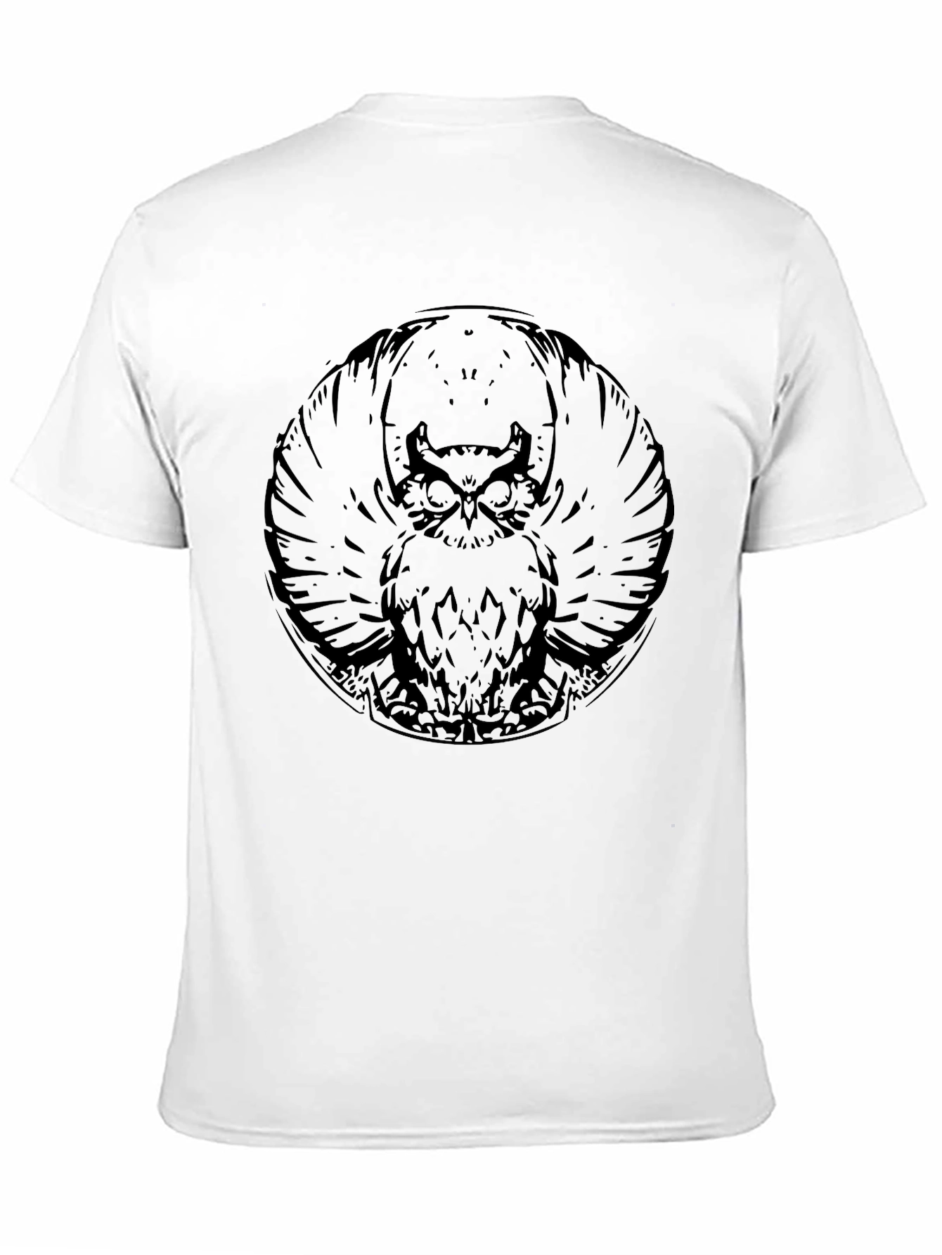 Mens Black Owl Graphic Print Tee