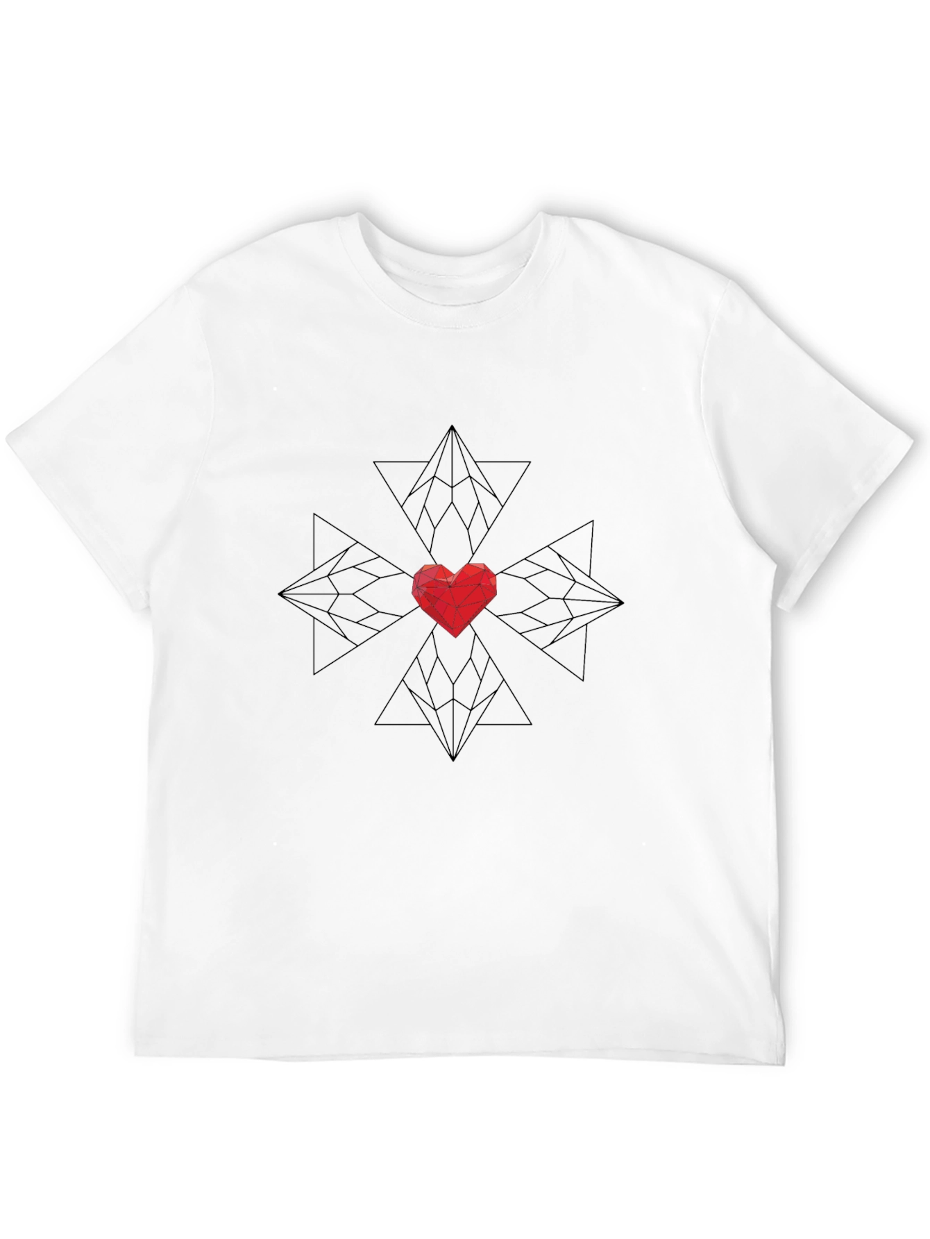 Geometric Heart Graphic Black T-Shirt