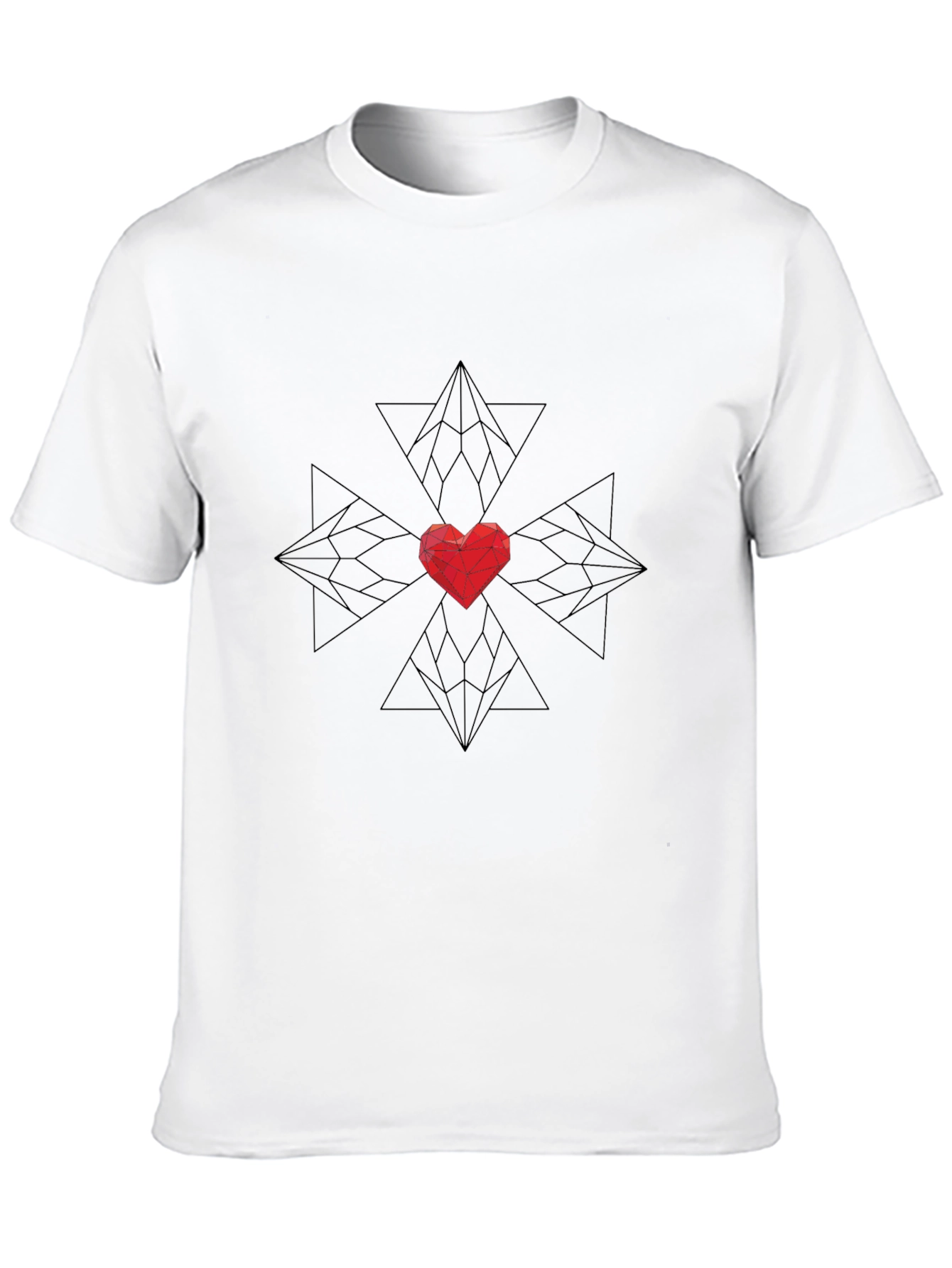 Geometric Heart Graphic Black T-Shirt