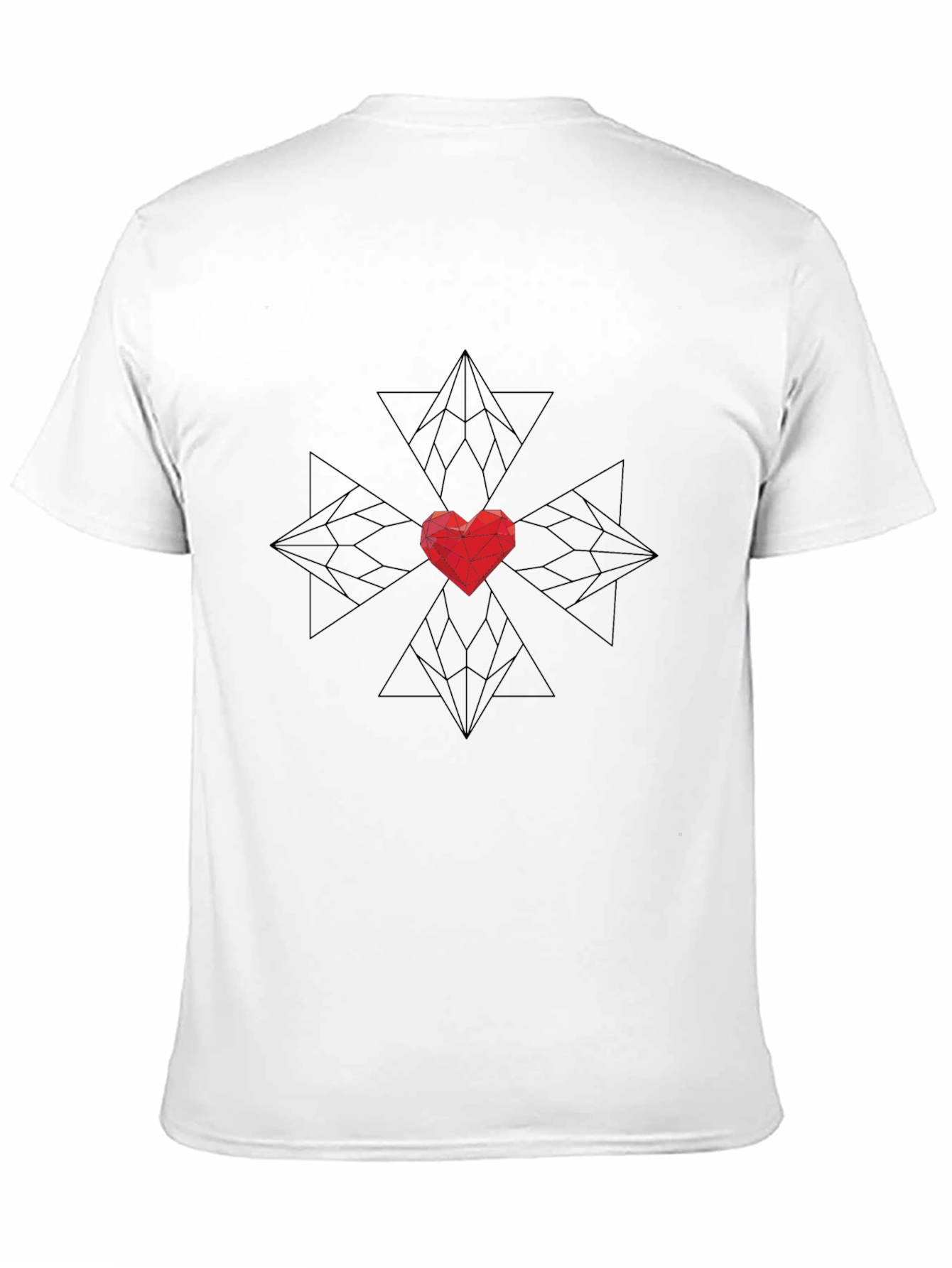 Geometric Heart Graphic Black T-Shirt