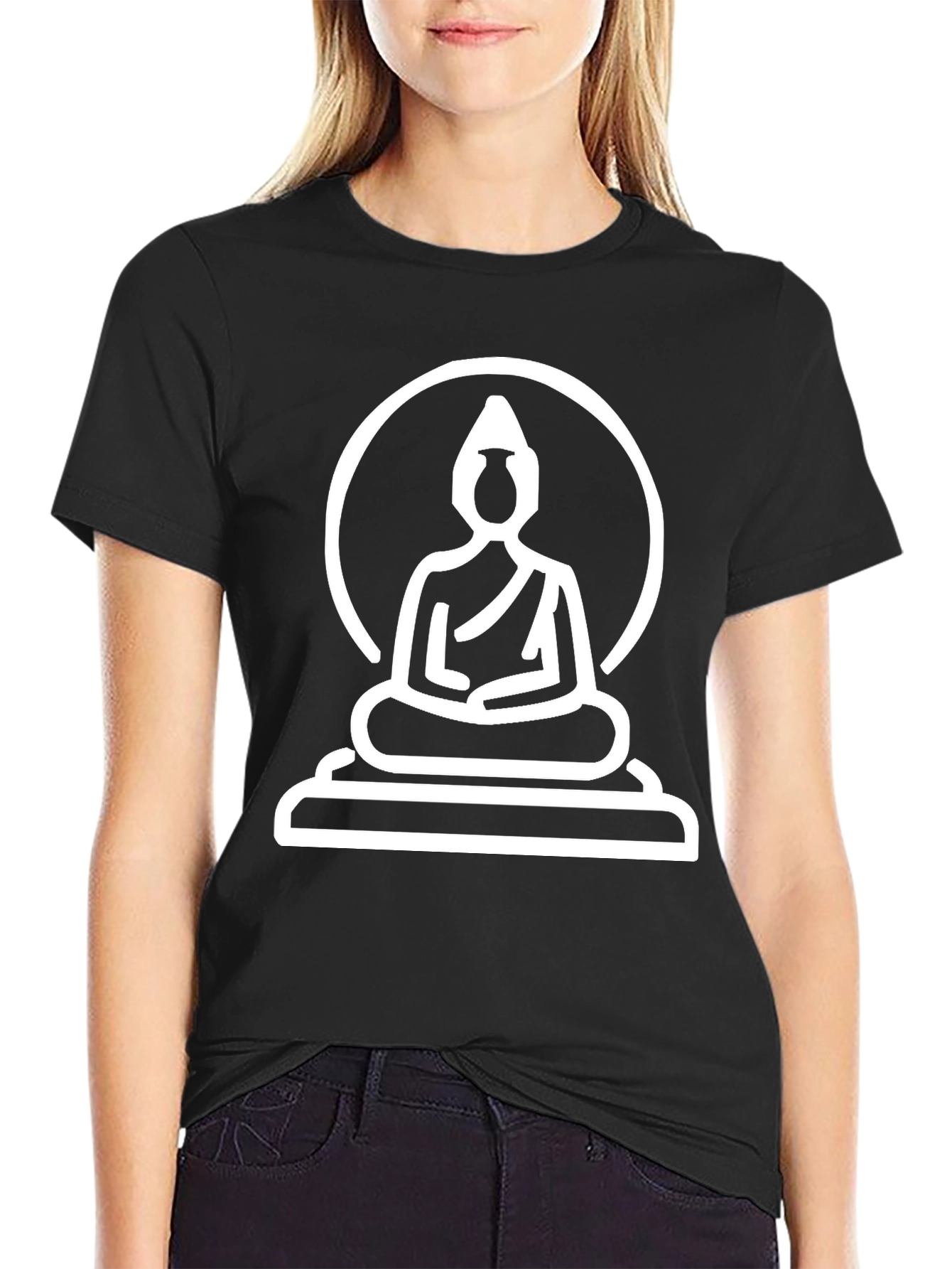 Buddha Graphic Print Mens Black T-Shirt