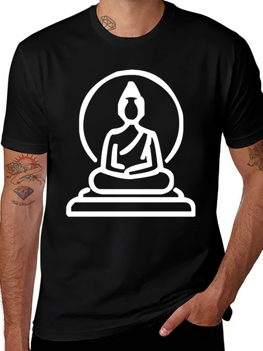Buddha Graphic Print Mens Black T-Shirt