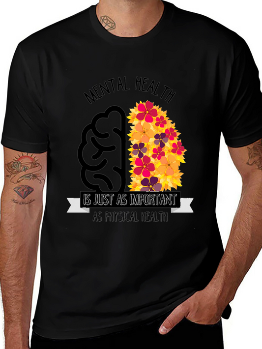 Mental Health Awareness T-Shirt - Brain Flowers Design