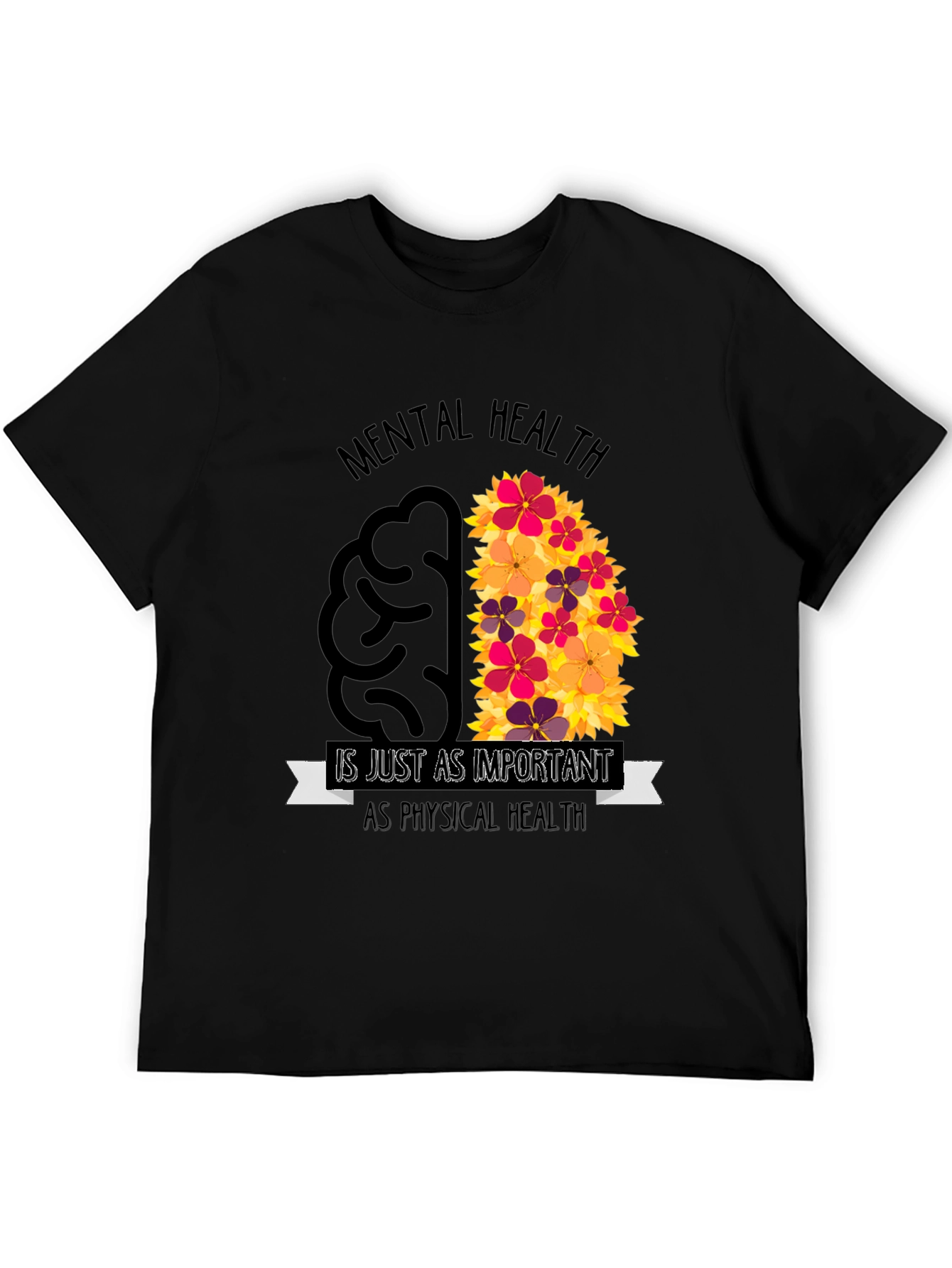 Mental Health Awareness T-Shirt - Brain Flowers Design