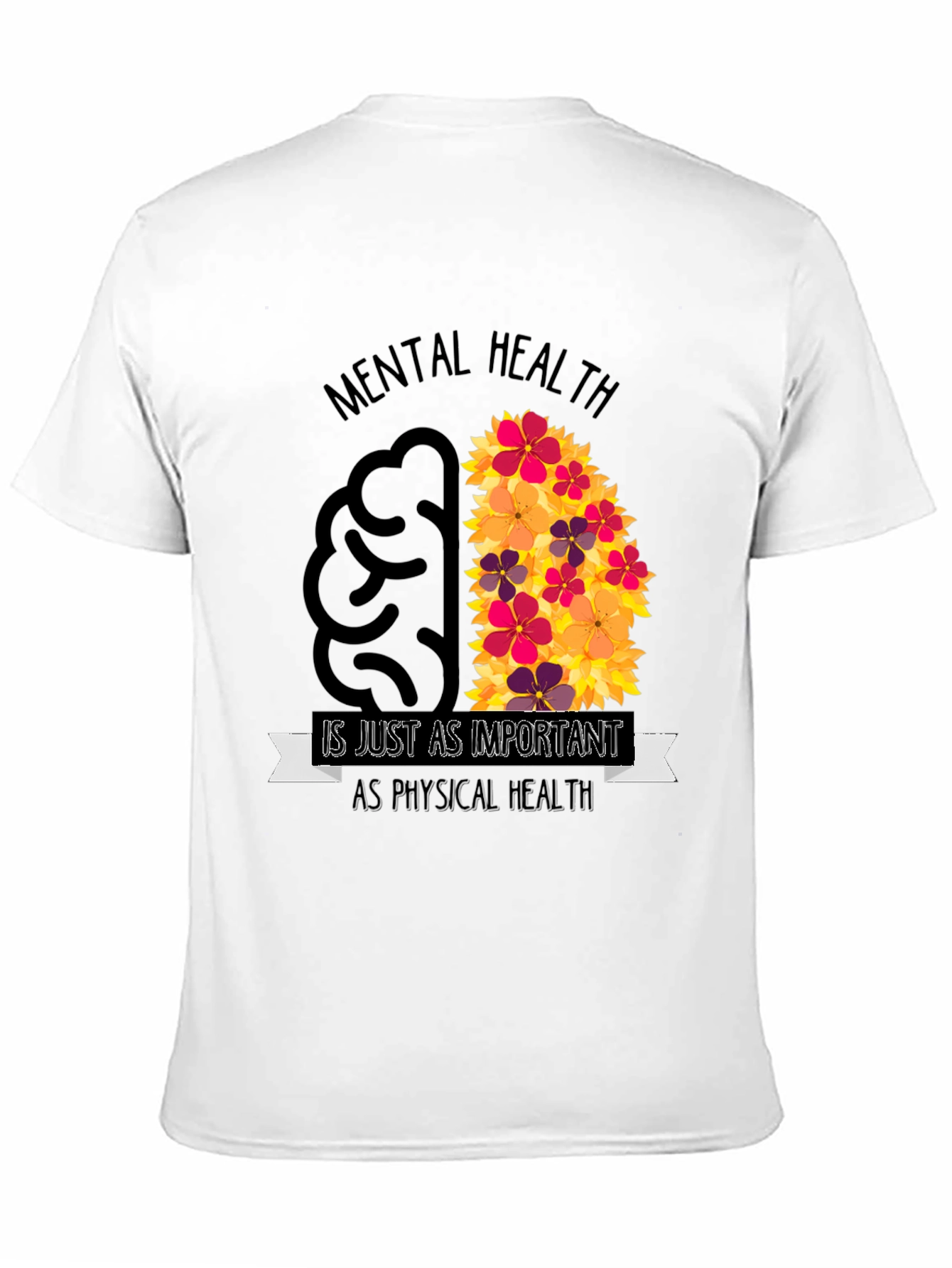 Mental Health Awareness T-Shirt - Brain Flowers Design