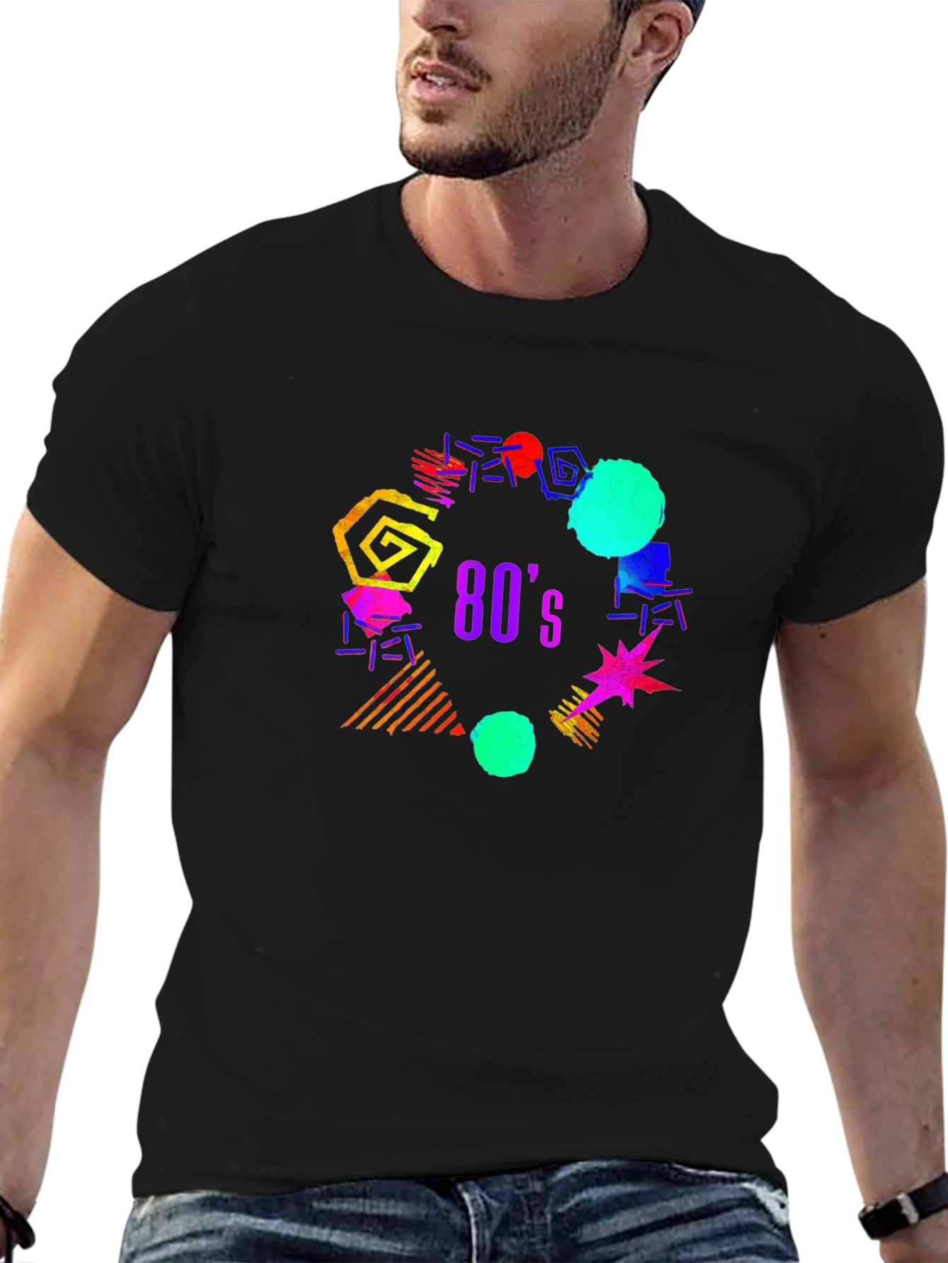 80s Retro Graphic T-Shirt - Black