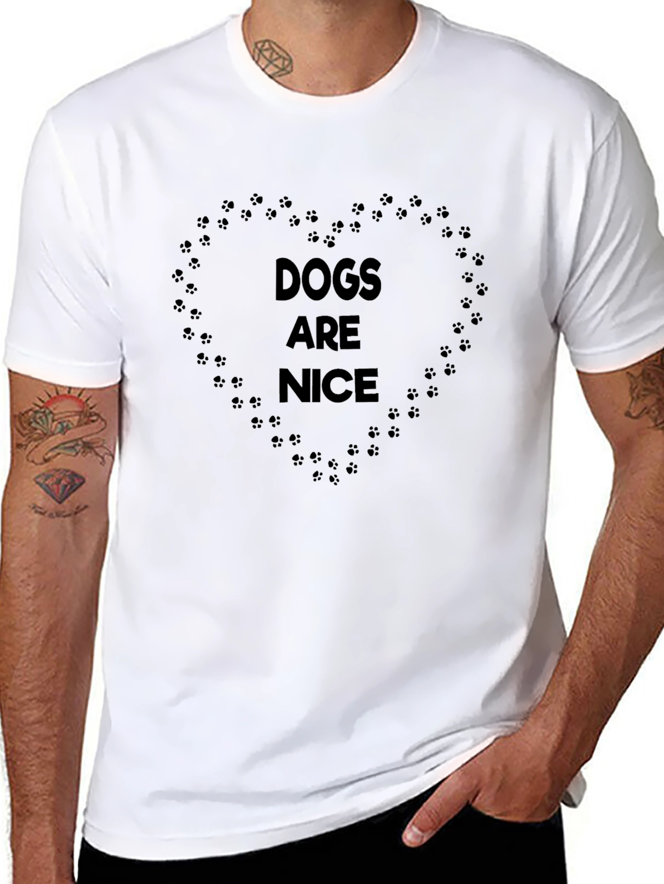 Dogs Are Nice T-Shirt - Paw Print Heart