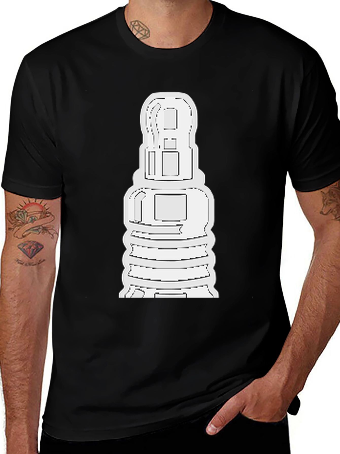 Abstract White Shape on Black Unisex T-Shirt