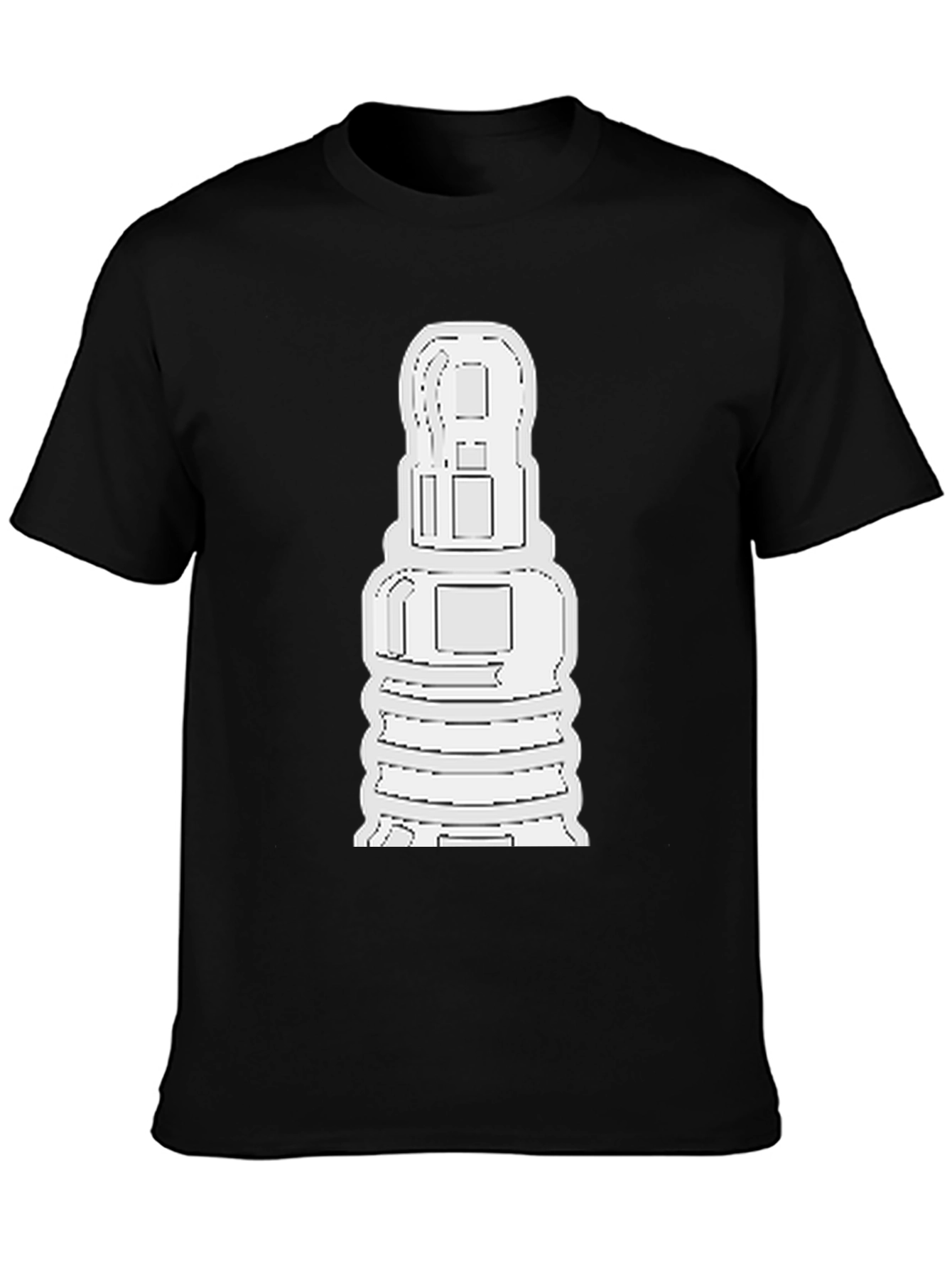 Abstract White Shape on Black Unisex T-Shirt