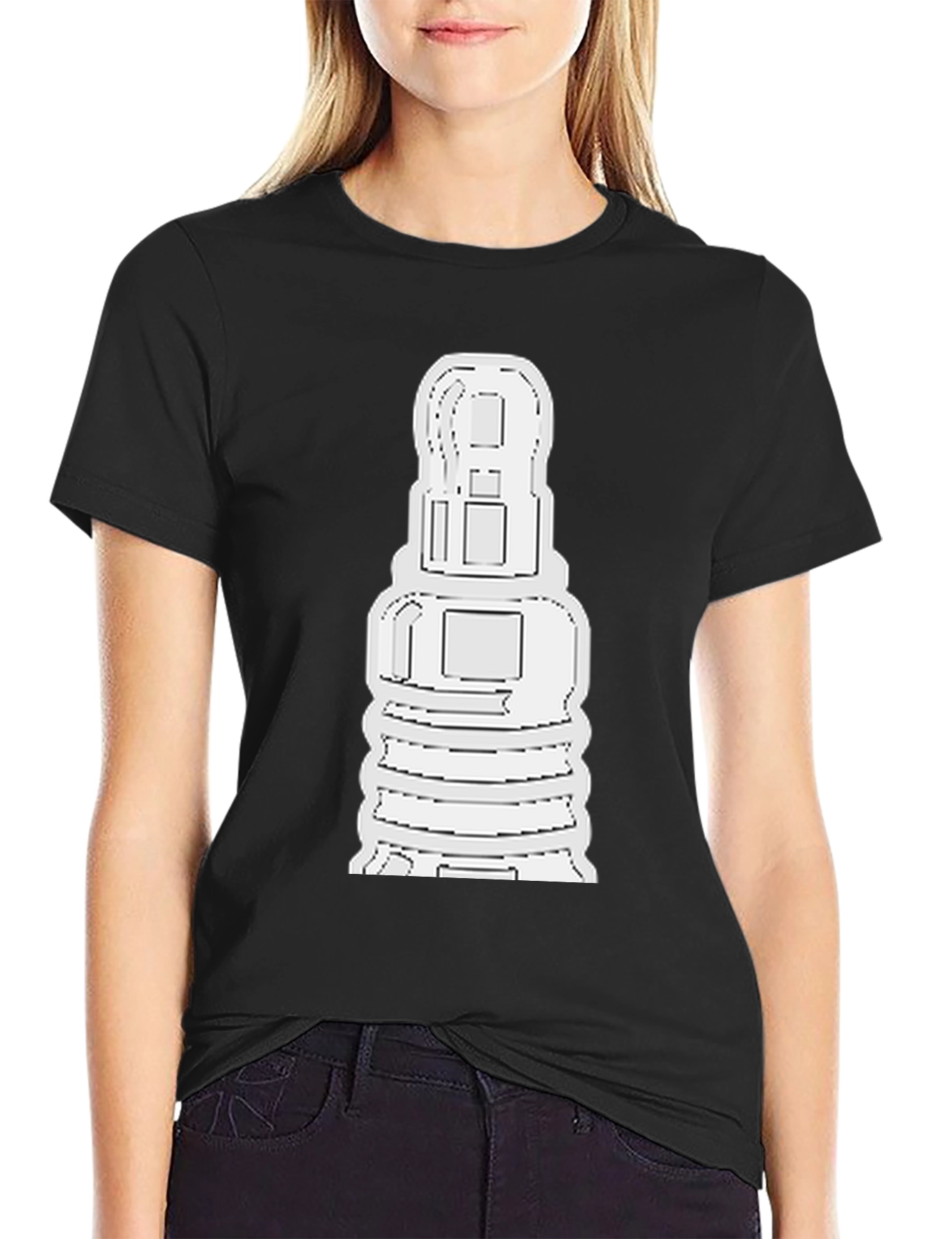 Abstract White Shape on Black Unisex T-Shirt