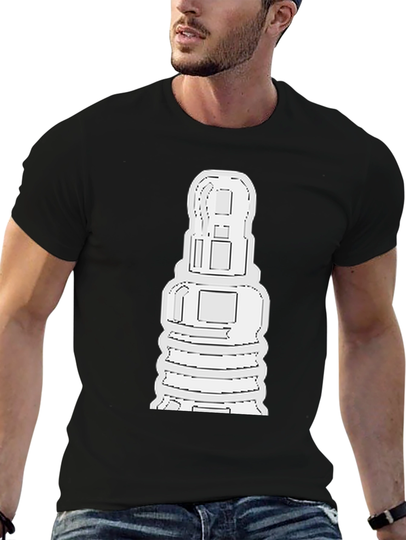 Abstract White Shape on Black Unisex T-Shirt