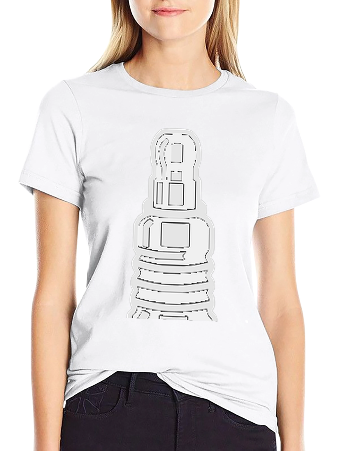 Abstract White Shape on Black Unisex T-Shirt
