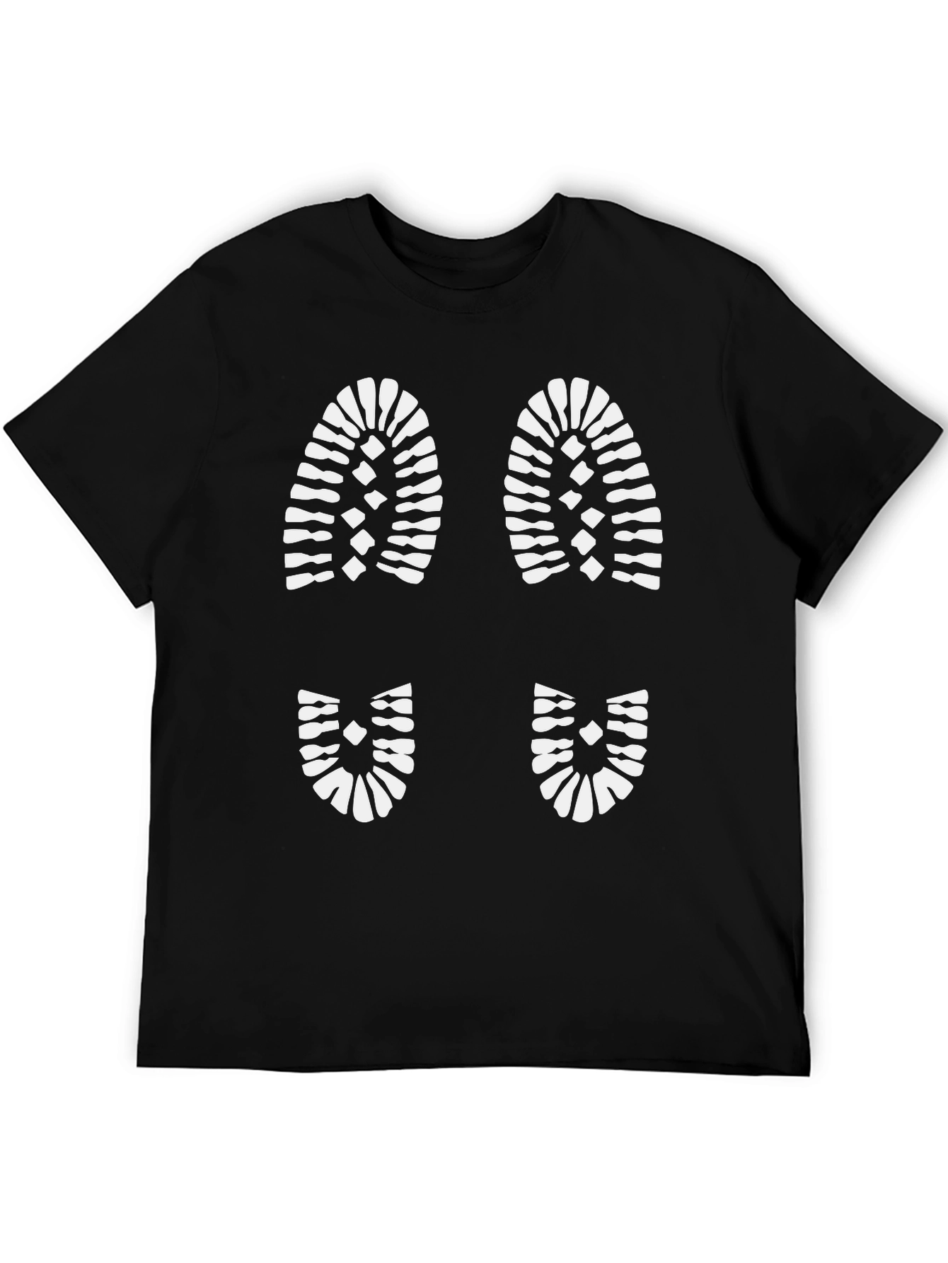 Black T-Shirt with Footprint Design
