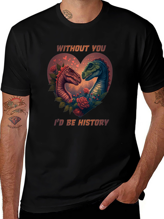 Dinosaur Love Story Valentines Day T-Shirt