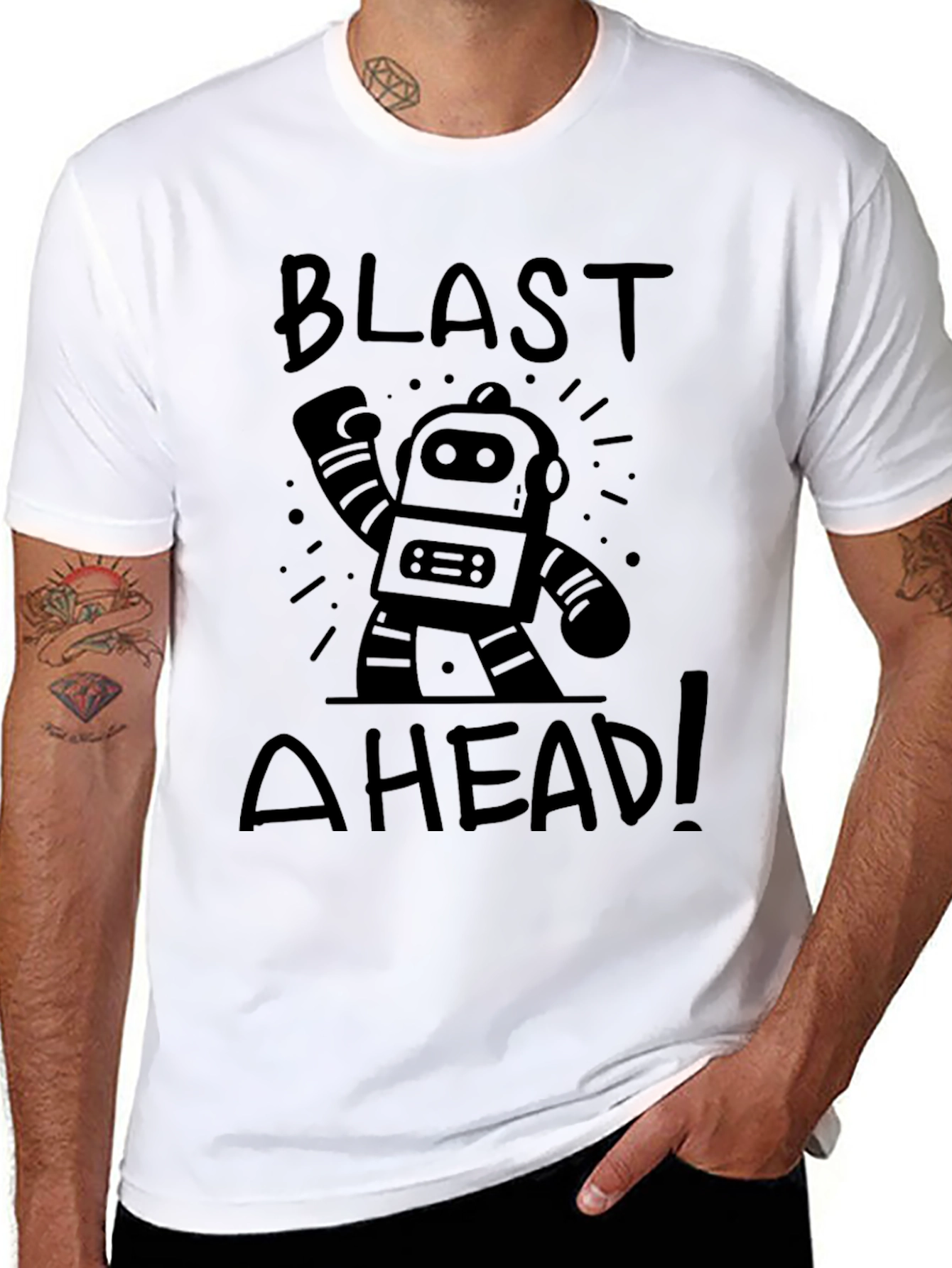Blast Ahead Robot Graphic T-Shirt