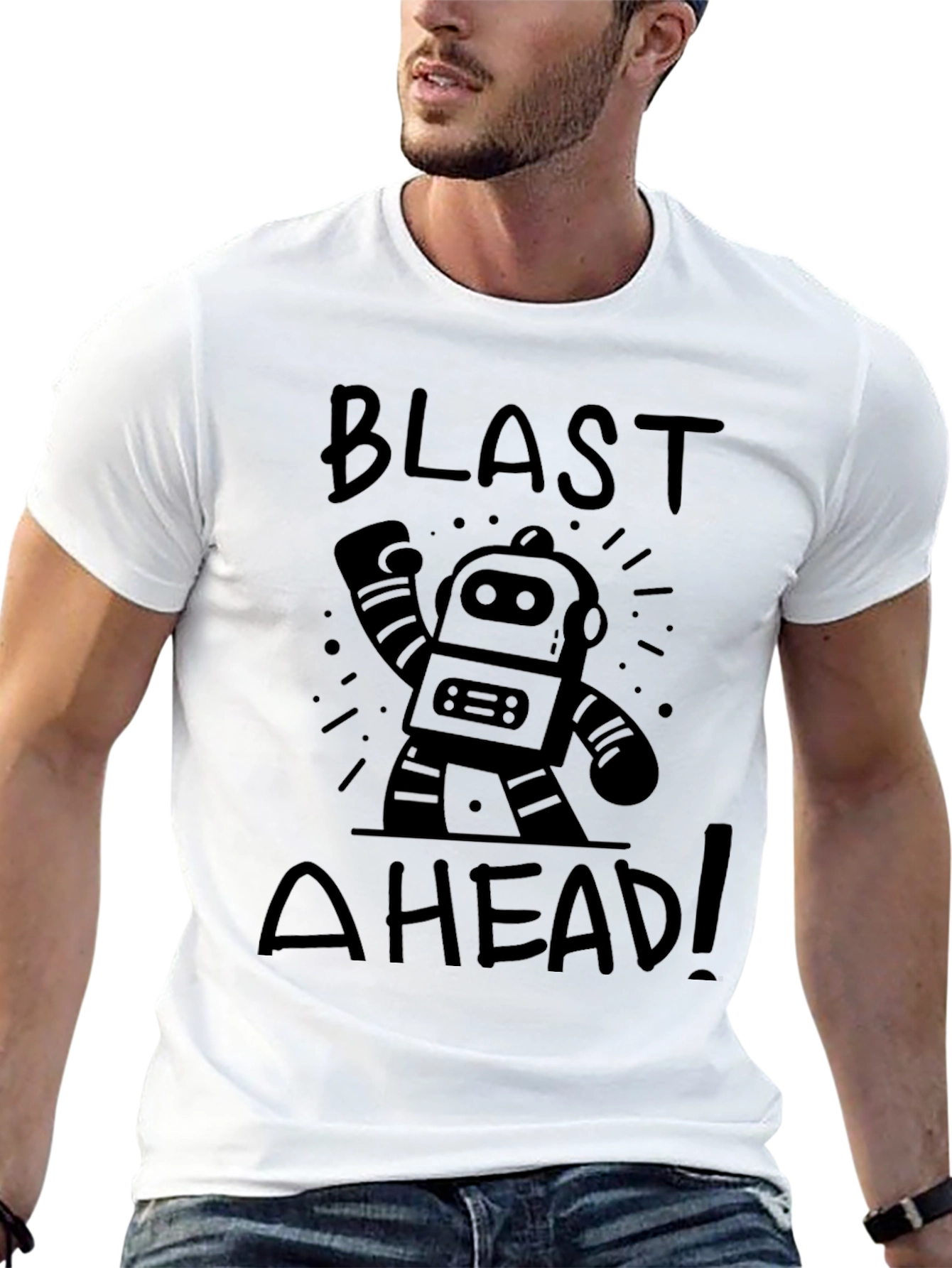 Blast Ahead Robot Graphic T-Shirt