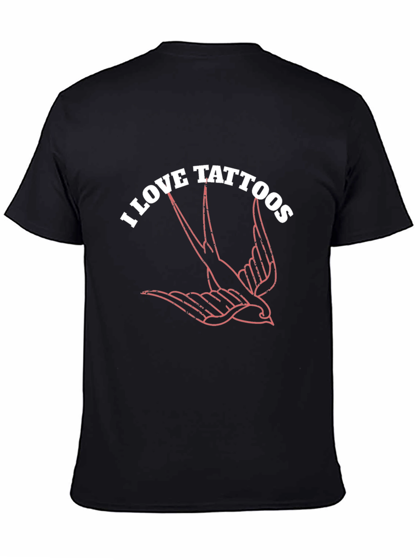 I Love Tattoos Bird Graphic Black T-Shirt