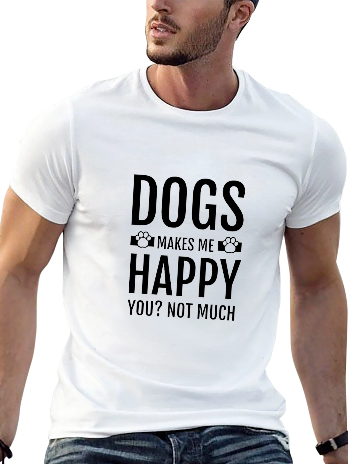 Dogs Make Me Happy Graphic Tee - Black